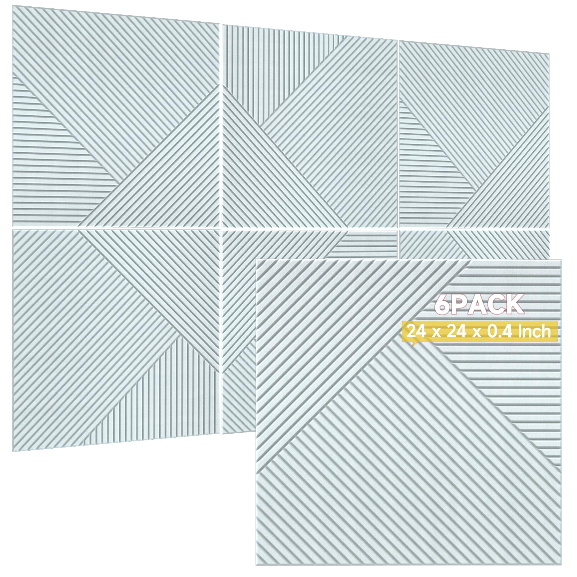 TO-TH Acoustic Wall Panels Peel and Stick Sound Proofing Panel 6Pack, White