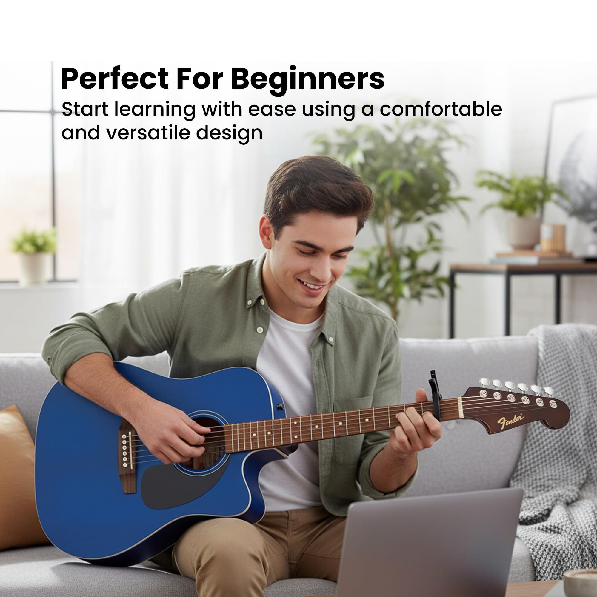 Fender California Redondo CE Acoustic-Electric Guitar – Saphire Blue Bundle with Case, Strings, Picks, and Austin Bazaar Instructional DVD