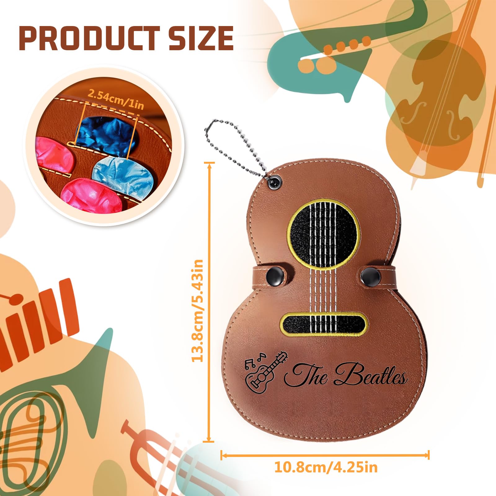 Custom Guitar Picks Holder Personalized Leather Storage Bag with Name
