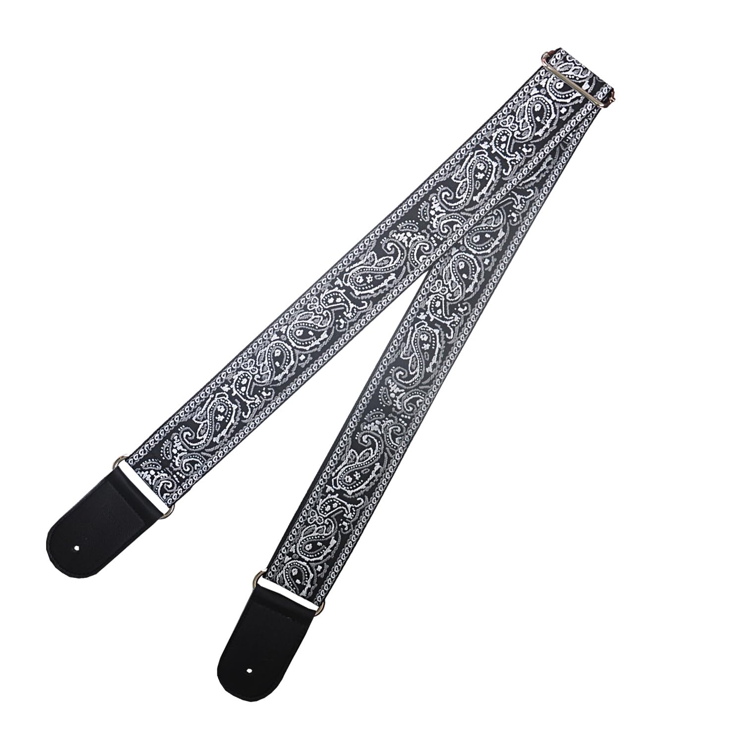 Farcaya Guitar Strap Jacquard Weave Cotton Adjustable Shoulder Strap with 2Strap Lock Button 3Picks Headstock Strap Tie¡ (Black and White)