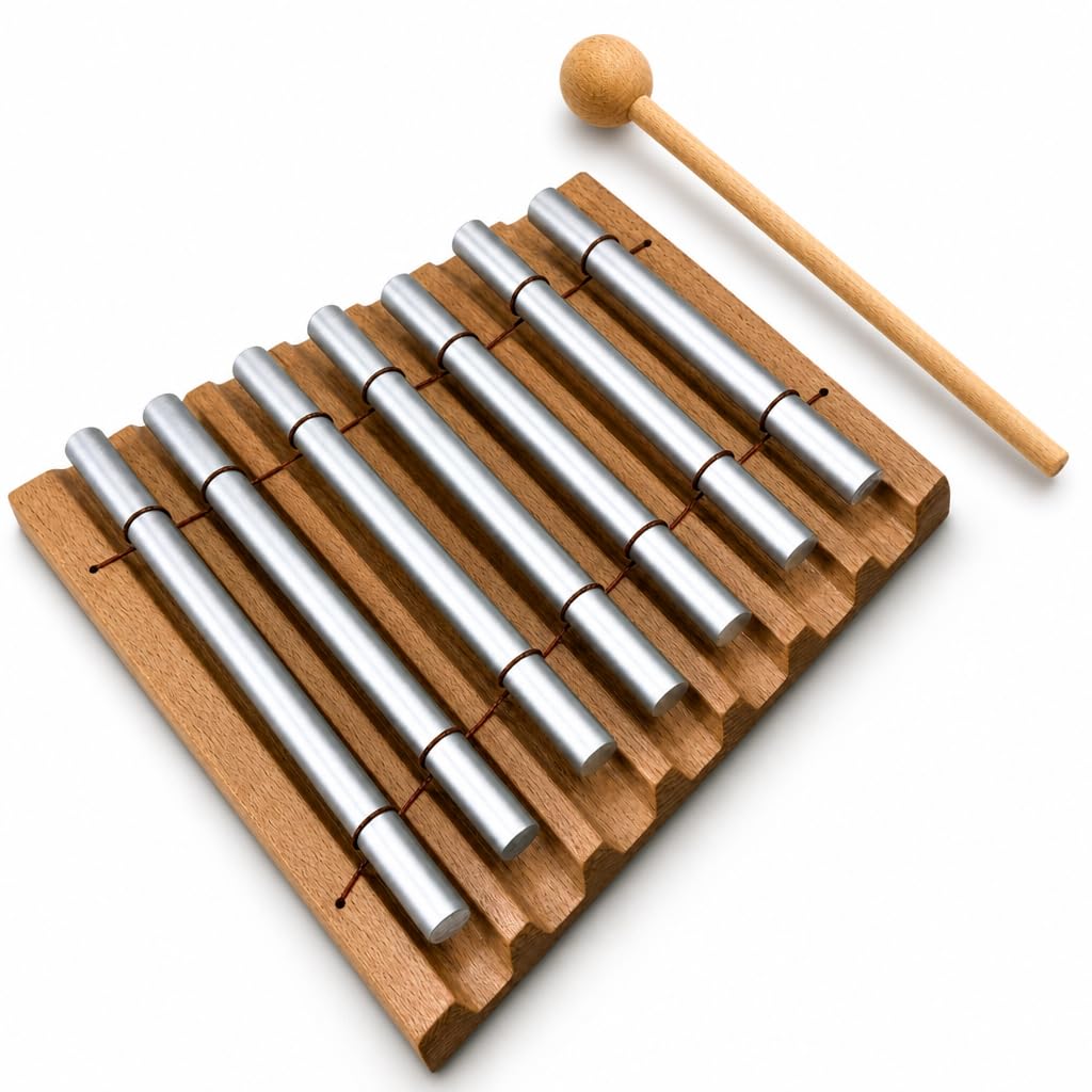 Blinvcra 7 Tone Hand Chime Bell for healing, Meditation Chime Bar with Wooden Mallet for Teachers Classroom Management, Mindfulness Bell Percussion Instrument for Yoga, Prayer, Focus and Relaxation