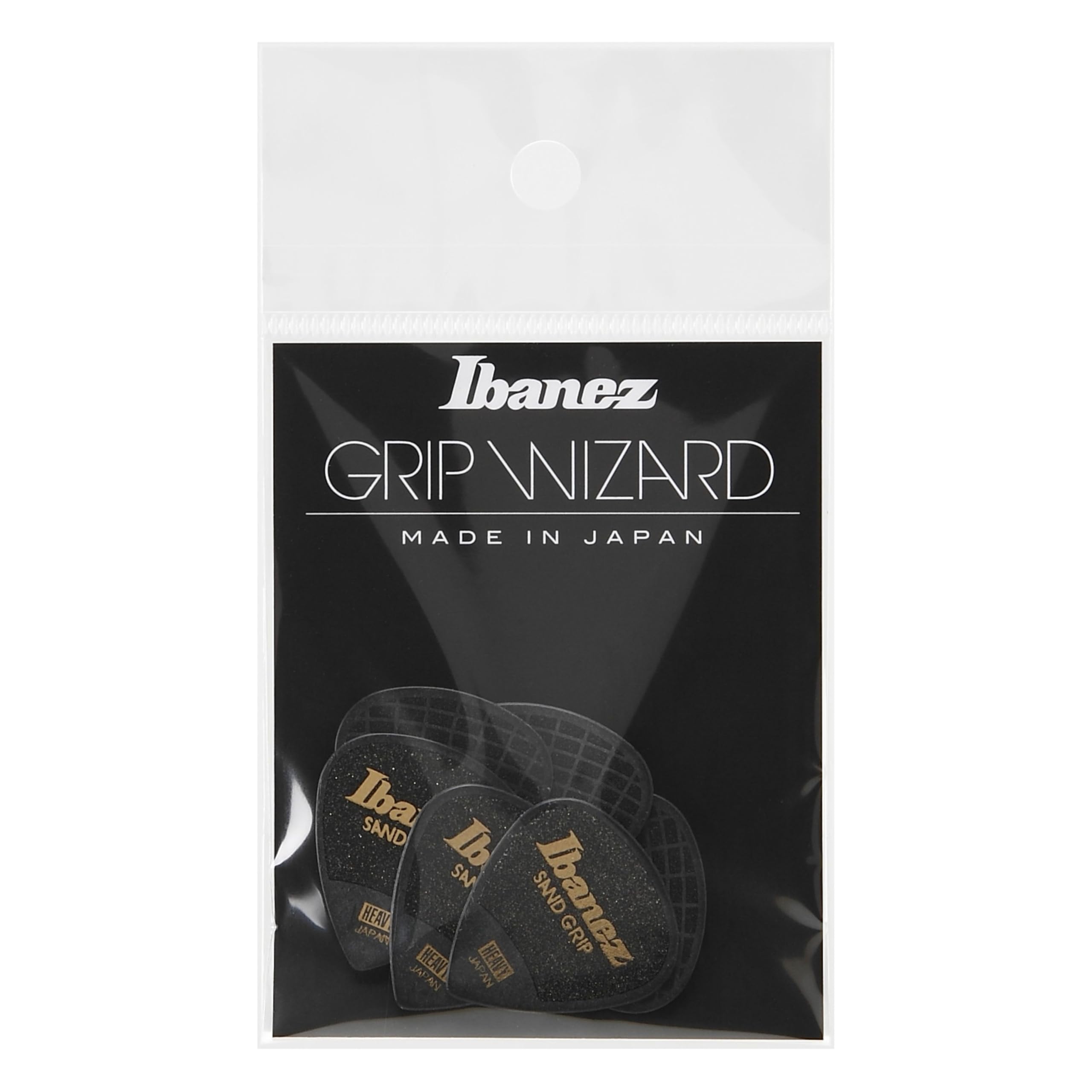 Ibanez PPA16HSGBK Grip Wizard Series, Sand Grip Picks 6 Pack 1.0mm, Black
