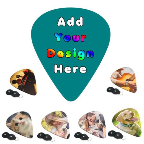 PLKIUYT Personalized 6 Pack Guitar Picks Custom Guitar Accessories Gifts Two-Side Print Add Your Picture Logo Text for Dad, Electric Guitar Players, Friends, Teal, 0.96mm