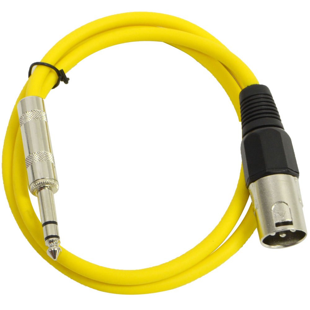 Seismic Audio – SATRXL-M3 – Yellow 3′ XLR Male to 1/4″ TRS Patch Cable