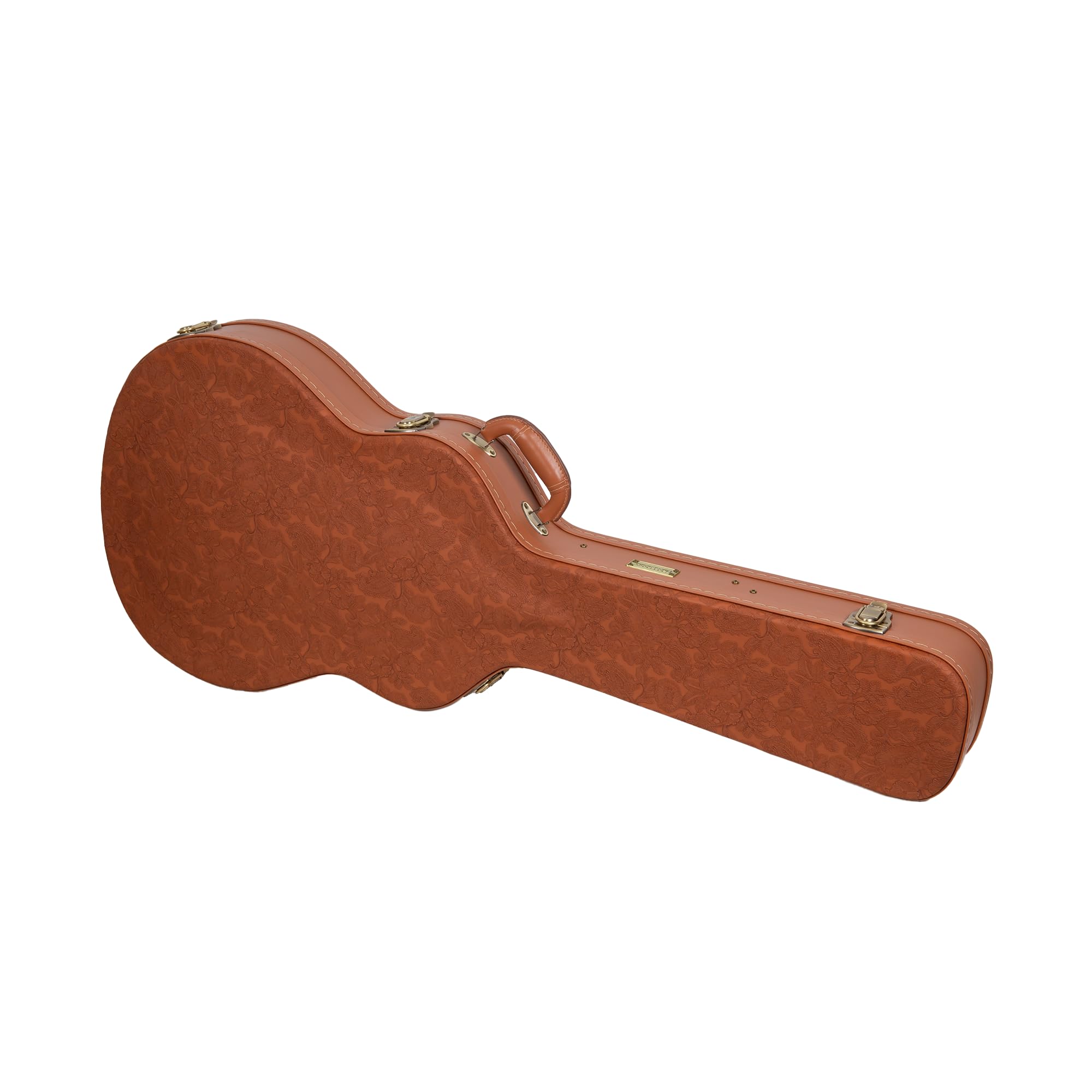 Crossrock Relief Series 335 Guitar Case for ES-335 & Semi-Hollow Electric Guitars | Carved Red Wood Finish, Ivory Plush Interior, Lock (CRW630SARO)