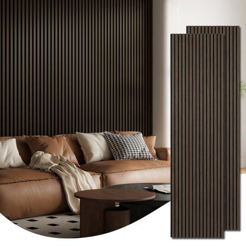Art3d Acoustic Wood Slat Panels 94.5″x24″, 2-Pack, 31sq.ft, American Walnut