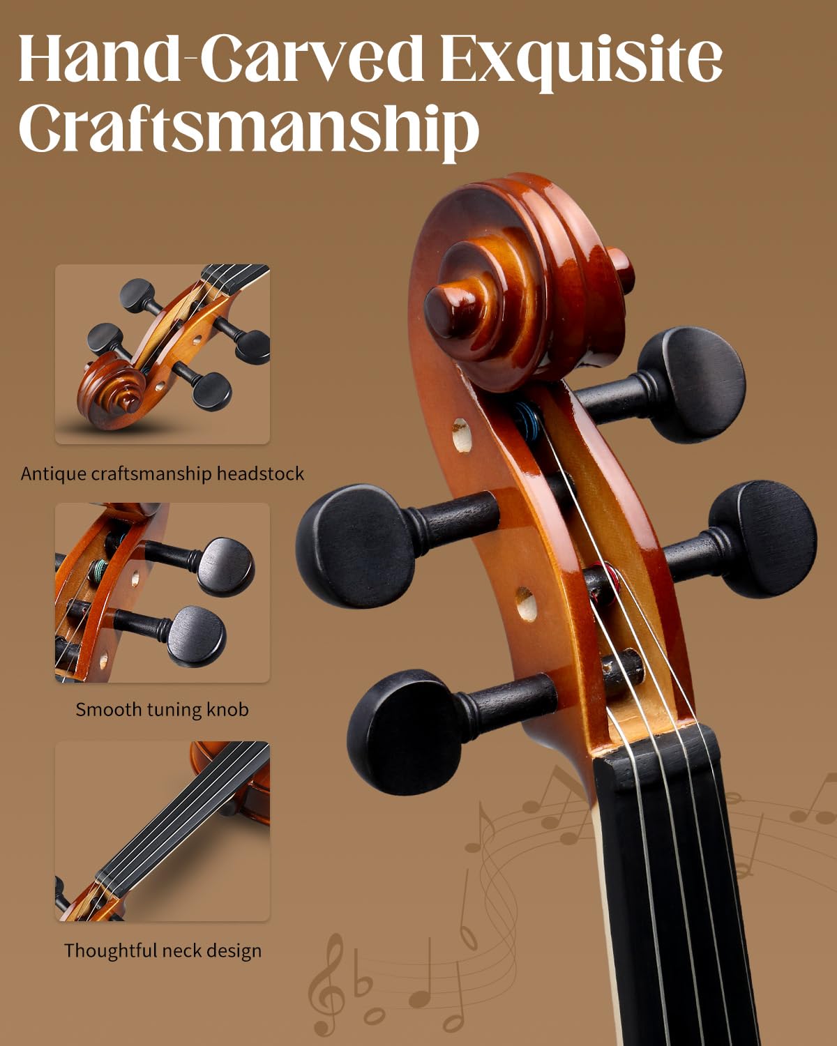 Ktaxon 4/4 Violin Solid Wood, Full Size Acoustic Fiddle Set (Gloss)