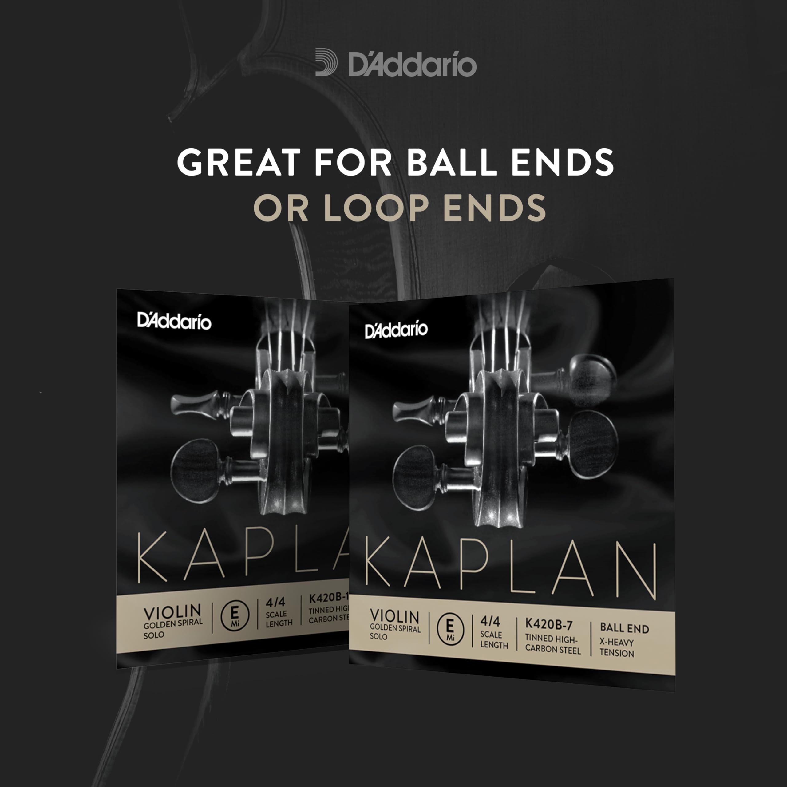 D’Addario K420L-1 Kaplan Golden Spiral Solo Violin String – Single E String – – Violin Strings – 4/4 Scale, Light Tension, Loop End