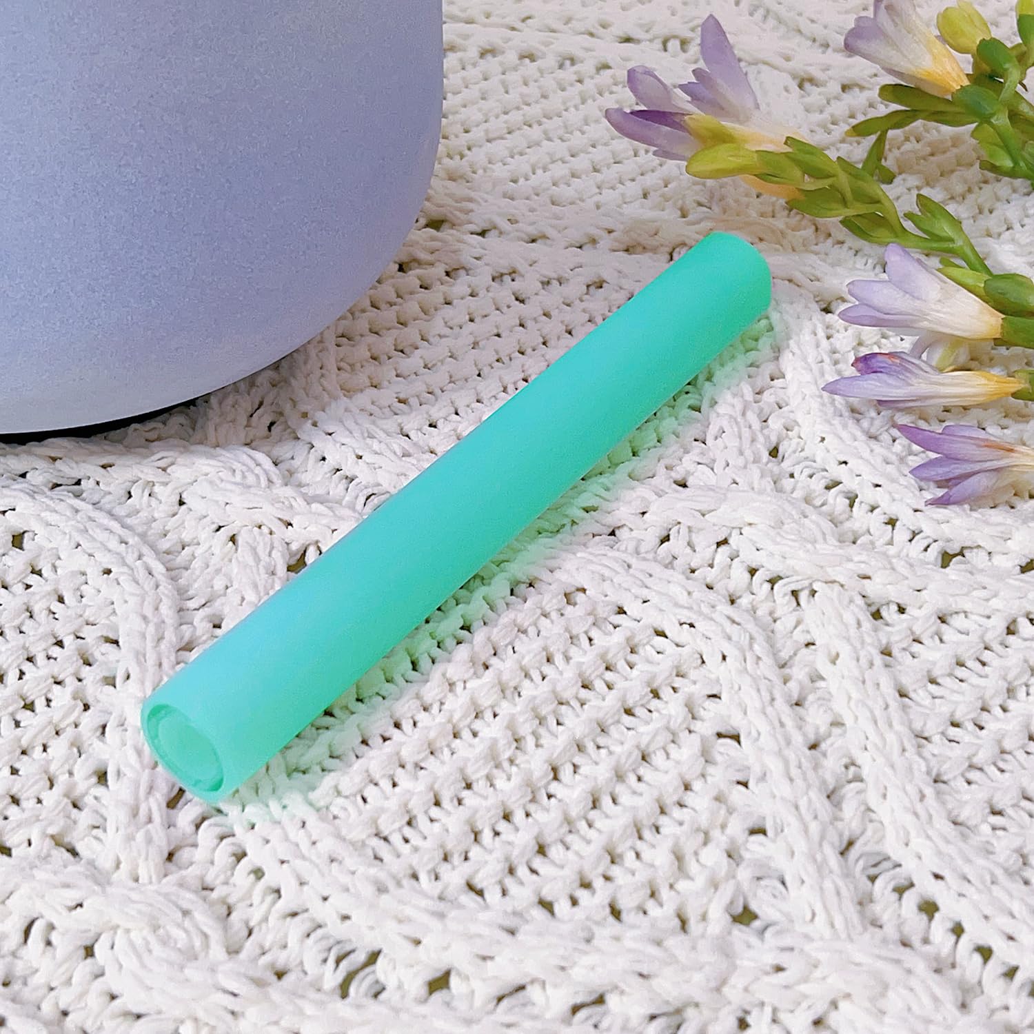 UPCEED Singing Bowl Mallet Hollow Acrylic Silicone Rubber Striker Mallet for Playing Quartz Crystal Singing Bowls with Bundle Pocket(Blue)