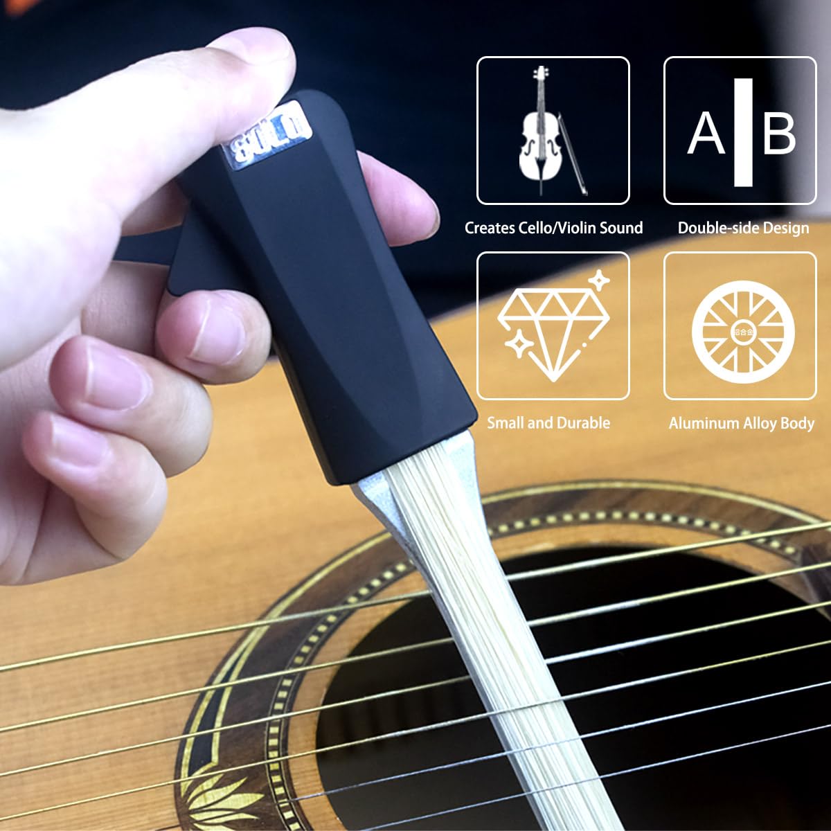 Guitar Bow – Makes Your Guitar a Cello/Violin – 2-in-1 Bow and Pick Fun and Creative Tools for Acoustic Guitar Steel Stringed Instrument
