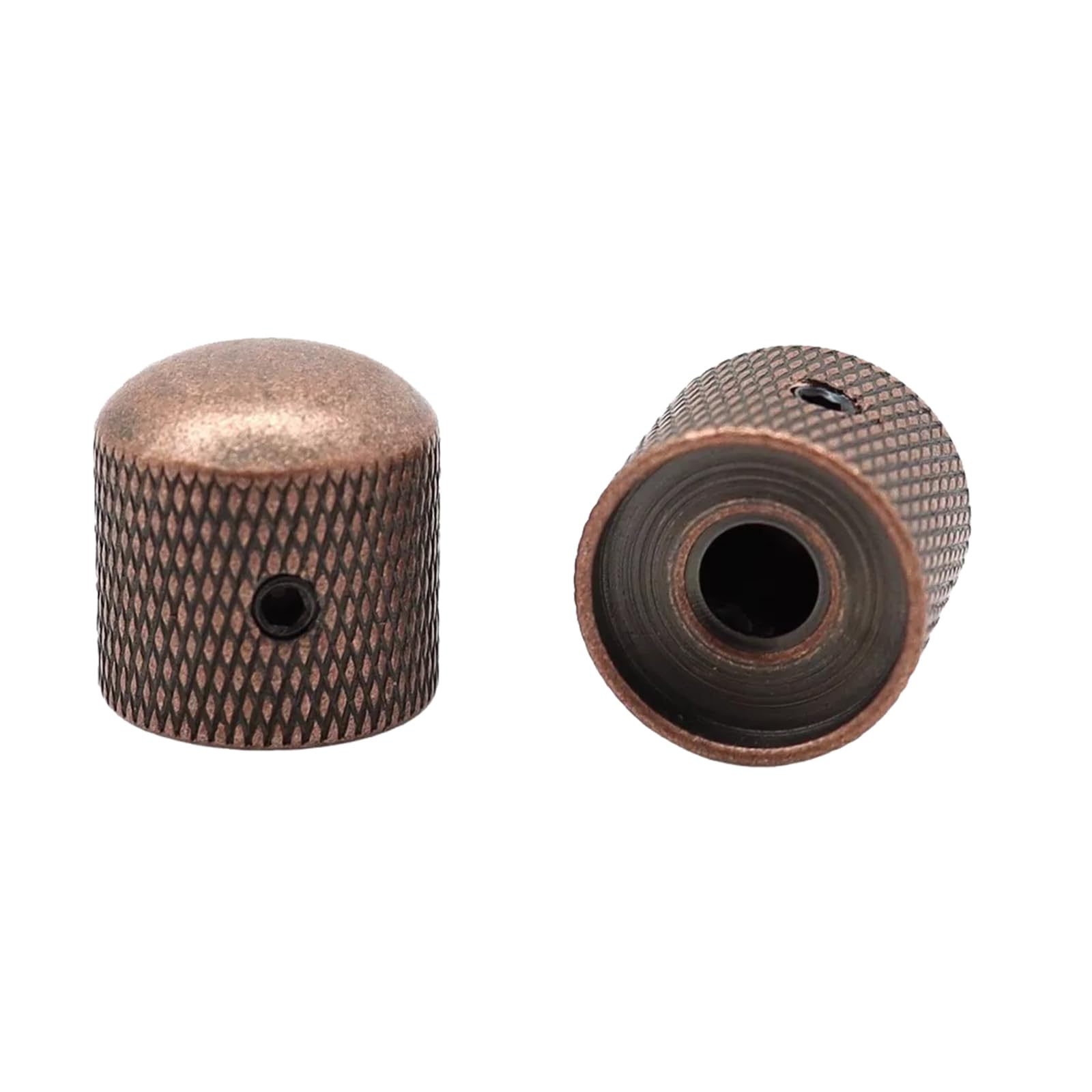XIYANGJUAN 2Pcs Electric Bass Guitar Knobs Red Copper Metal Volume Tone Speed Control Dome Knob for Fender Telecaster Bass Guitar Accessories (Red Copper)