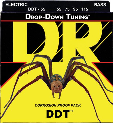 DR Strings DDT-55 Drop-Down Tuning Stainless Steel Bass Guitar Strings – .055-.115 Heavier