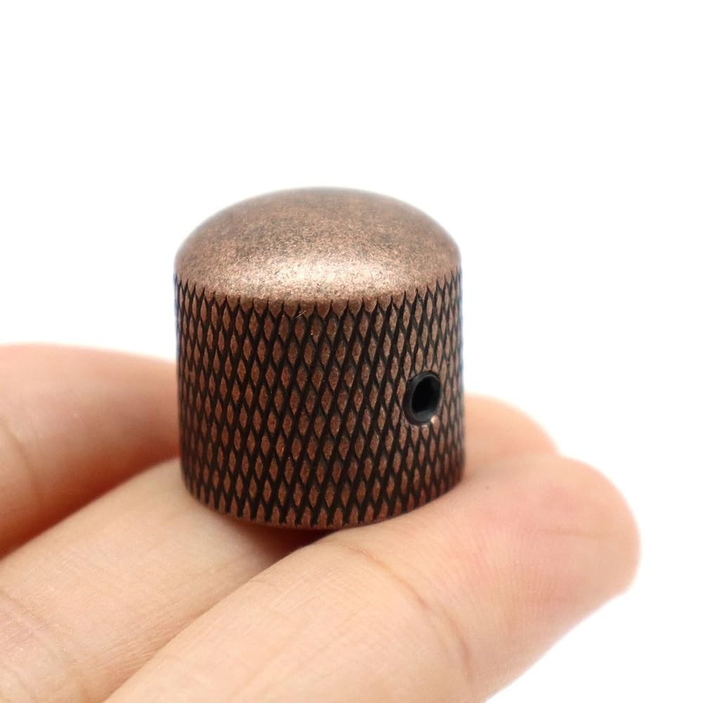 XIYANGJUAN 2Pcs Electric Bass Guitar Knobs Red Copper Metal Volume Tone Speed Control Dome Knob for Fender Telecaster Bass Guitar Accessories (Red Copper)