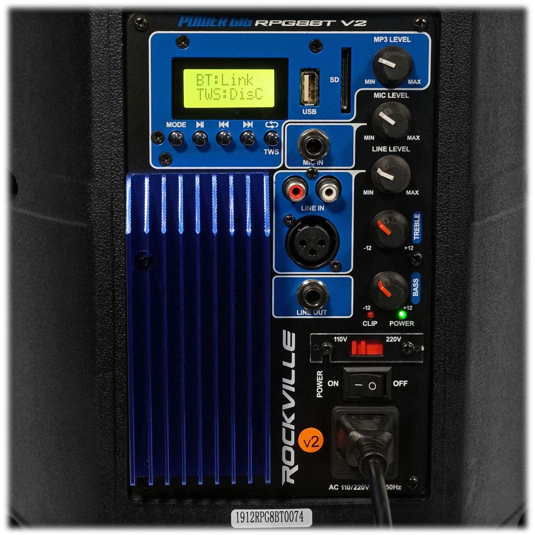Rockville RPG8BT V2 8″ Powered Bluetooth DJ PA Speaker with TWS