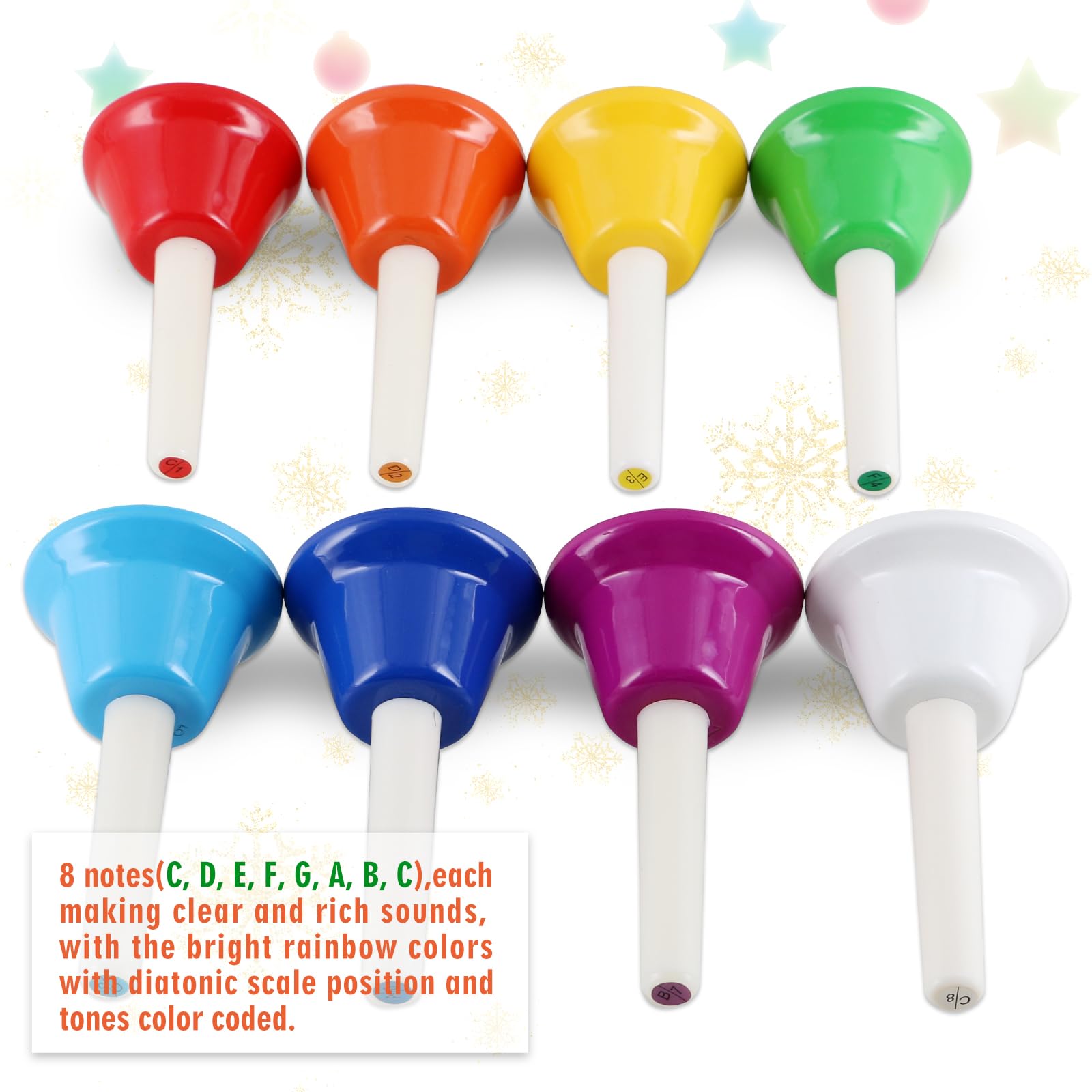 EASTROCK Handbells 8 Note Hand Bells Set for Adults