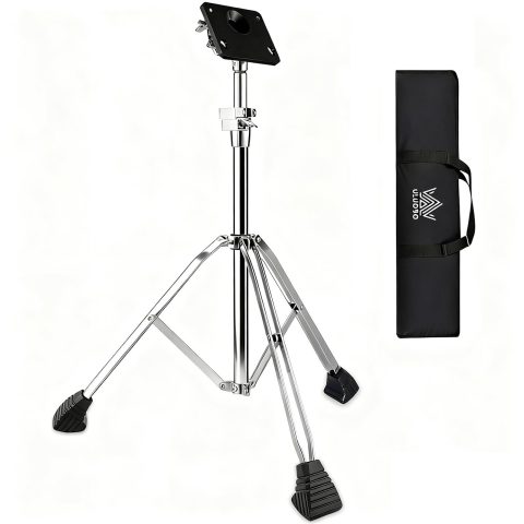 ULUOBO Heavy Duty Electronic Drum Pad Stand for Percussion Sample Pads, Foldable, with Carry Bag (Silver)