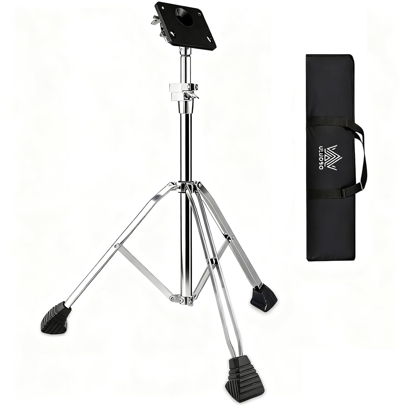 ULUOBO Heavy Duty Electronic Drum Pad Stand for Percussion Sample Pads, Foldable, with Carry Bag (Silver)