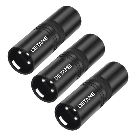 DETAME 3Pack 3Pin XLR Male to Male Adapter, Mic,Amplifier Interface Converter, Mixer XLR 3-Pin Microphone Cable Connectors Adapter