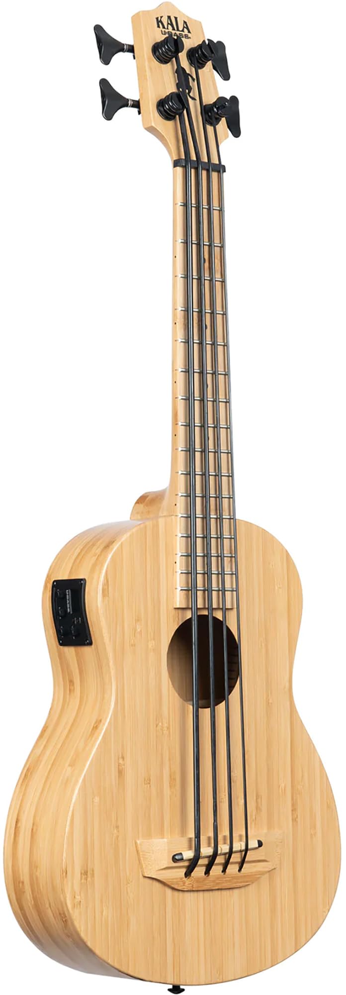 Kala UBASS-EM-FL Exotic Mahogany Fretless Acoustic-Electric U-Bass Ukulele Bundle with Hard Case, Tuner, Austin Bazaar Instructional DVD, and Polishing Cloth