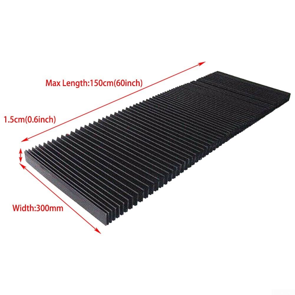 CNC Machine Accordion Cover, Accordion Way Cover Protective, Rubber Flexible Cover Milling Machine 3-proof Cloth Protective, Flat Bellows Cover, L 1500MM* H 15mm (Width 300mm)