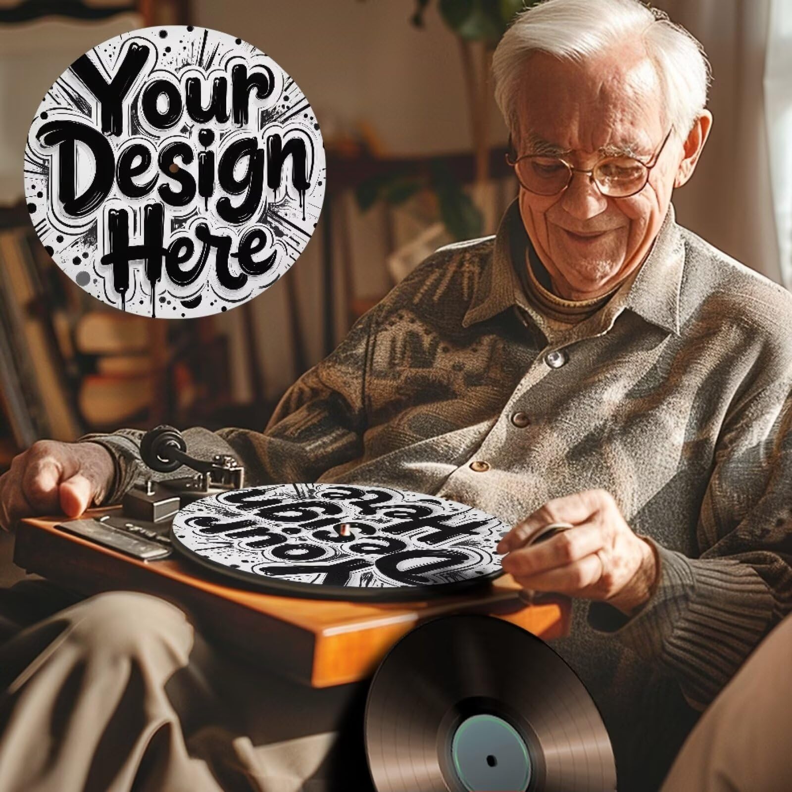 PJHEQOXE Customized Turntable Mat Personality Record Player Mat