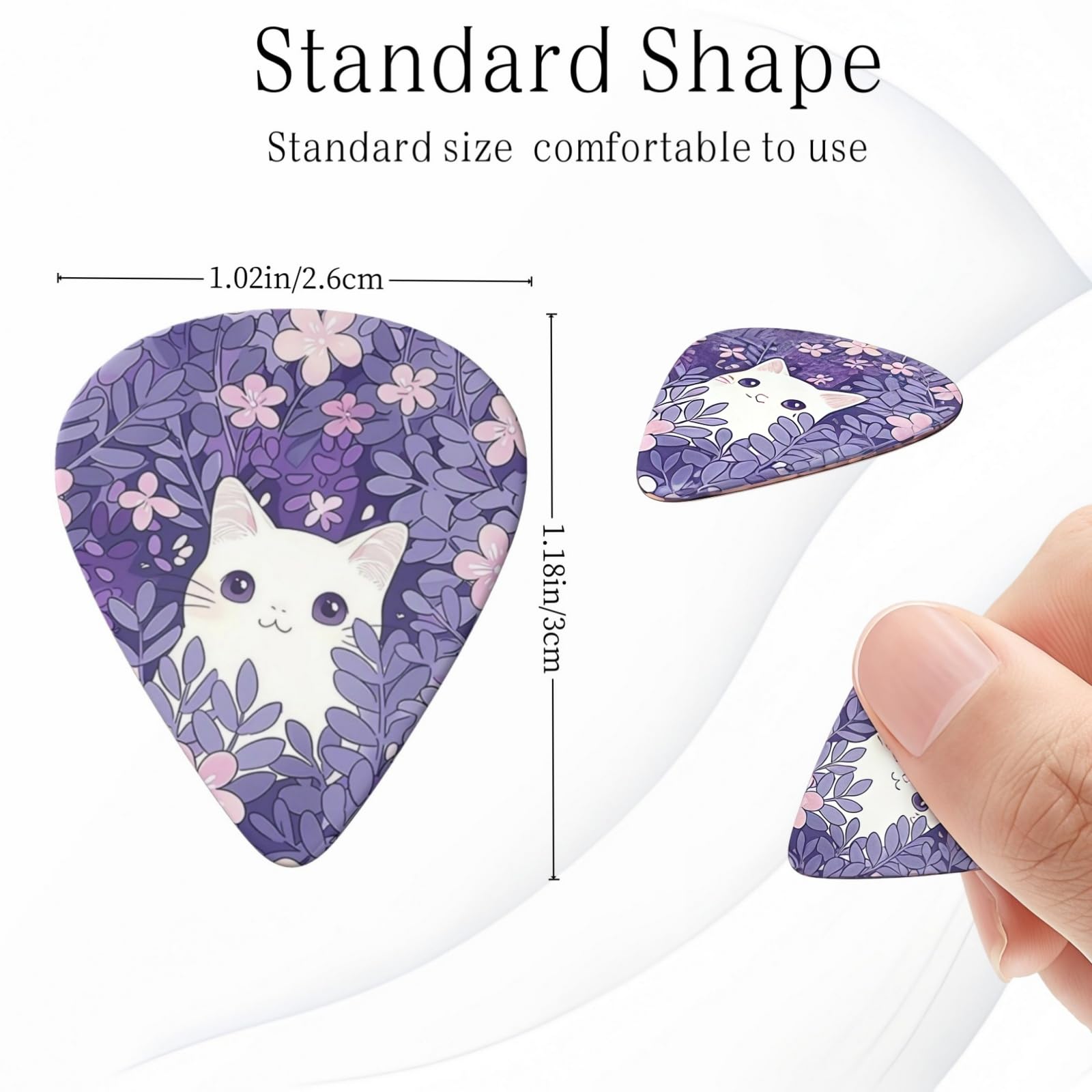 KWSAAHU 0.96mm Thick Guitar Picks – Purple eyed Cat