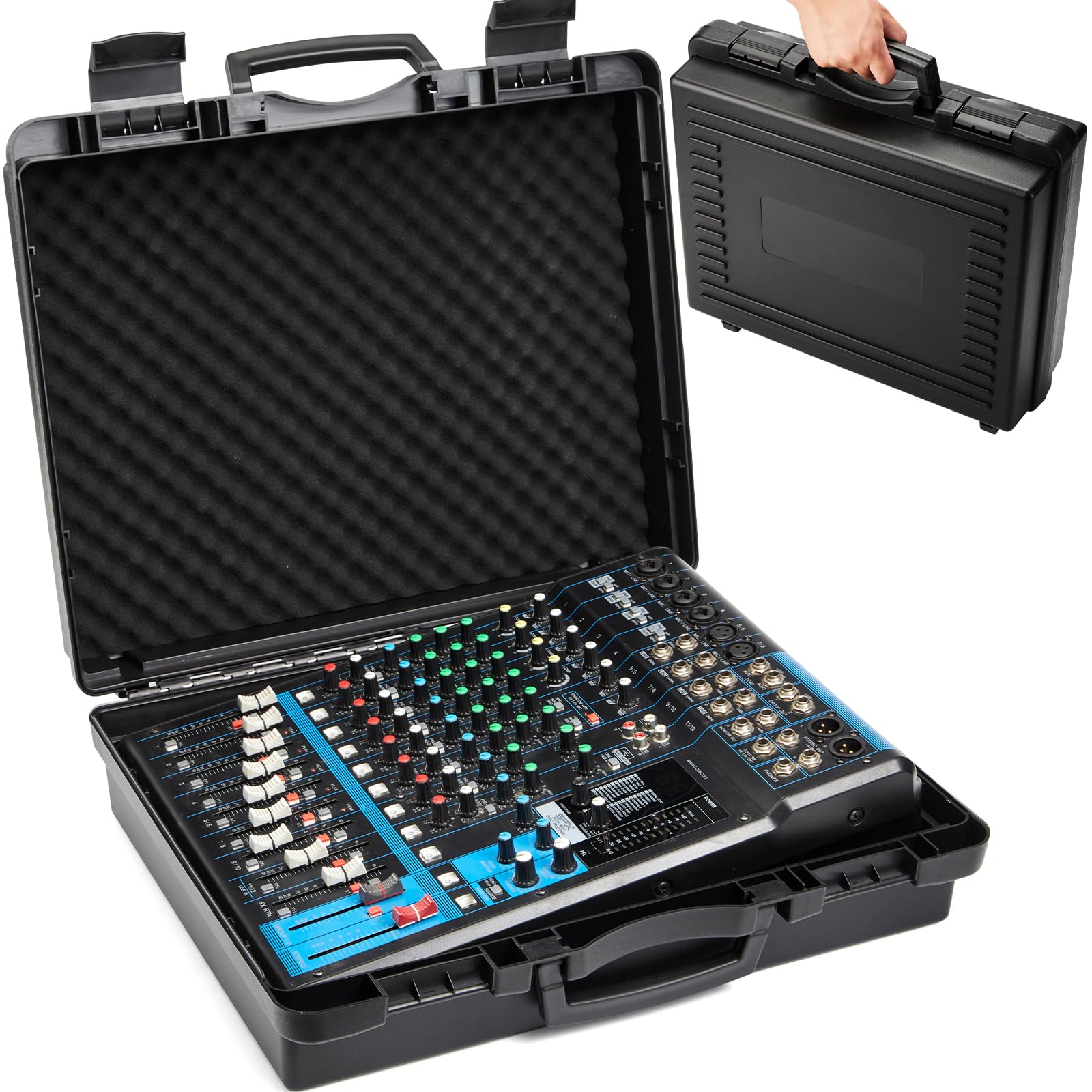 YDEPLVEO Mixer Case for Yamaha MG12XU 12-Input Stereo Mixer | Protective Hard Shell Carrying Storage Case for 12 Channel Mixer with Foam | Fits Mixer Size up to 16.7’’ X 12.2″ X 5.2″ (CASE ONLY)