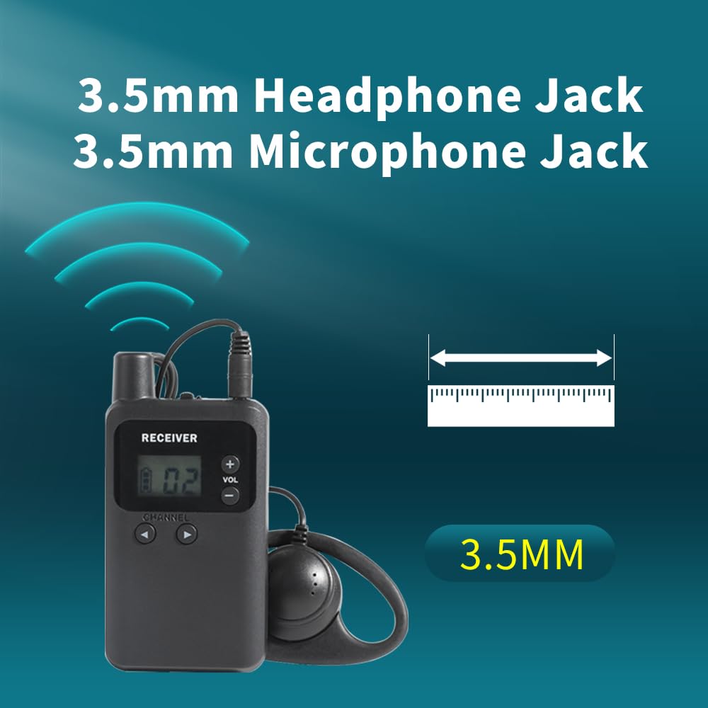 AGJ Wireless Tour Guide System, Tour Guide Microphone and Speaker, Tour Guide Headsets 1 Transmitter 15 Receivers 1 Charger Court Church Translation System for Factory School