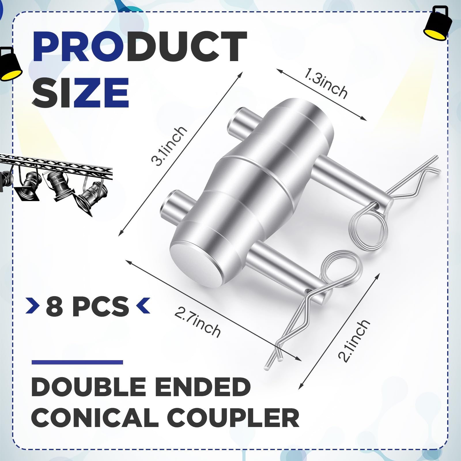 Blulu 16 Pack Double Ended Conical Coupler with Clips Pin Fit F34 F33 Pipe
