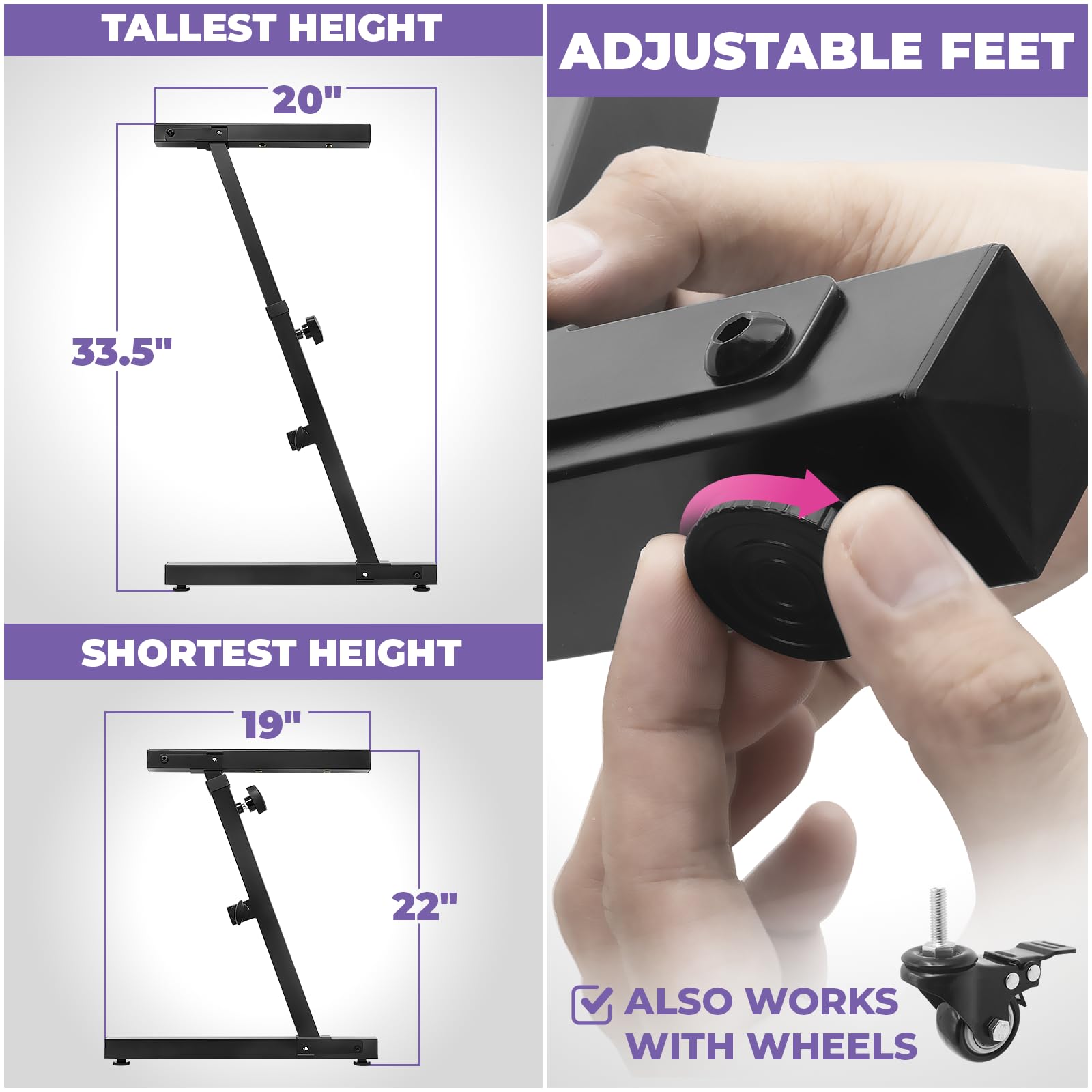 Liquid Stands Piano Keyboard Stand Foldable for Musicians, Sturdy Z-Style