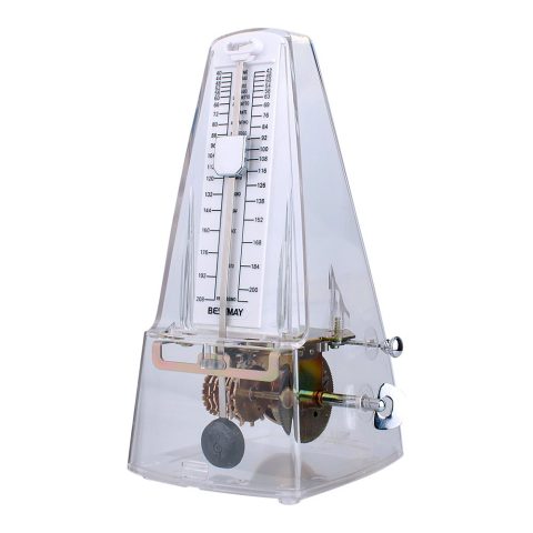 ENO MUSIC Loud Pure Sound Mechanical Metronome for Piano Violin Guitar Ukulelel Musicians, Transparent White