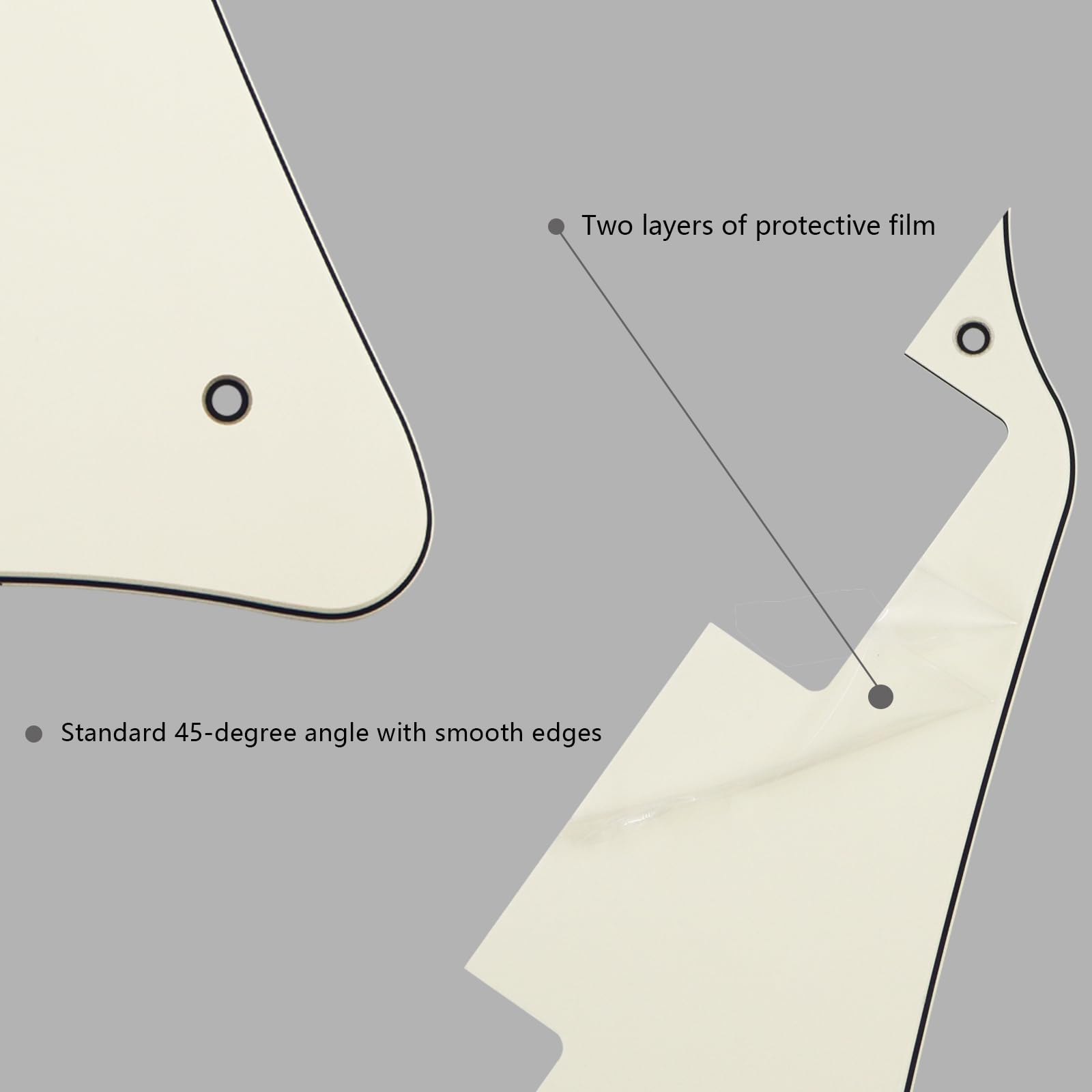 Phrilam Electric Guitar Pickguard Set for Gibson Les Paul, Ivory 3Ply