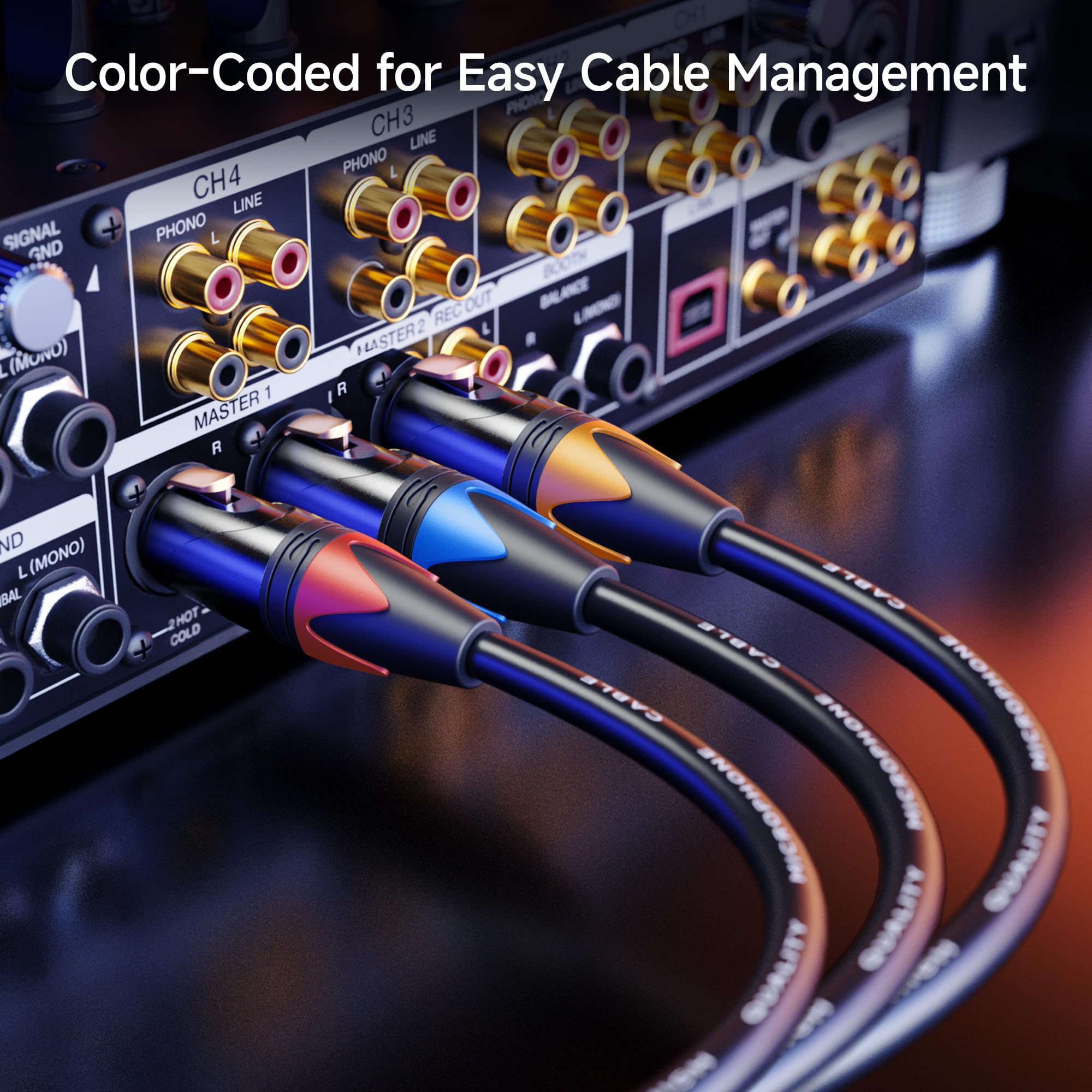 Cable Matters 3-Pack Color-Coded XLR Microphone Cable, 15ft