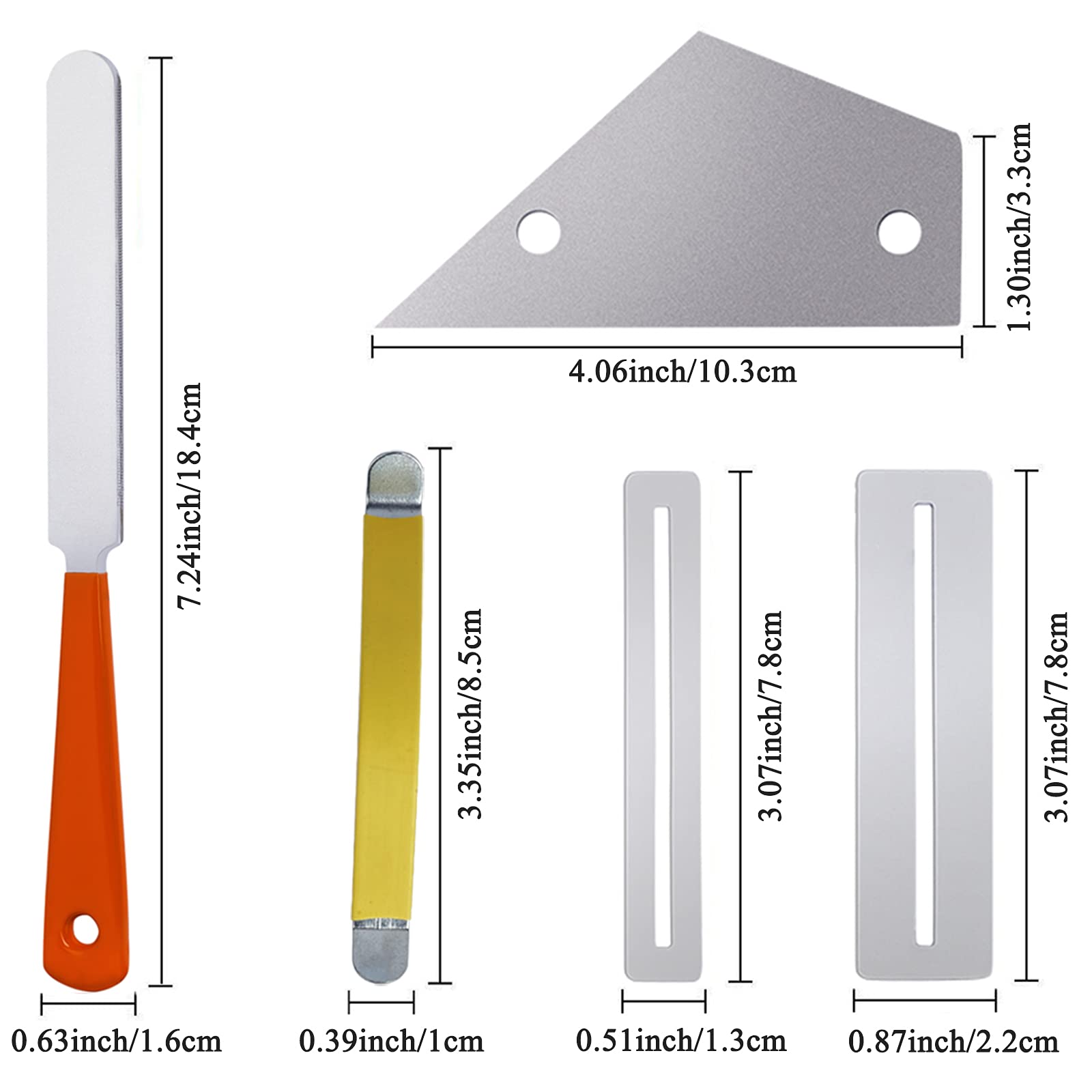 Guitar Luthier Tool Kit Including Fret Crowning File, Fret Leveler Sanding Beam, Fret Rocker, String Spreaders, Fingerboard Guards, and Replacement Sanding Papers for Guitar Bass Fret Leveling Kit