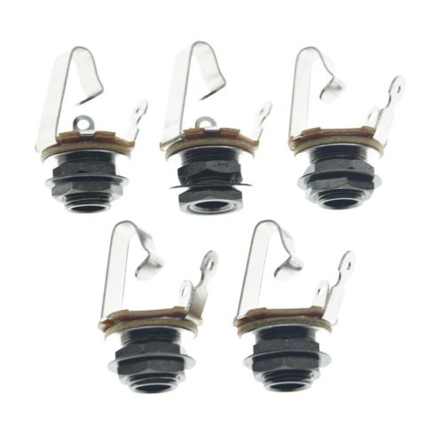 KAISH Black Nickel Premium 5pcs Brass Material Metric Thread Audio 1/4″ Female Guitar/Bass Output/Input Jack 6.35mm TS Mono Panel Mount Jack Socket with Nuts and Washer
