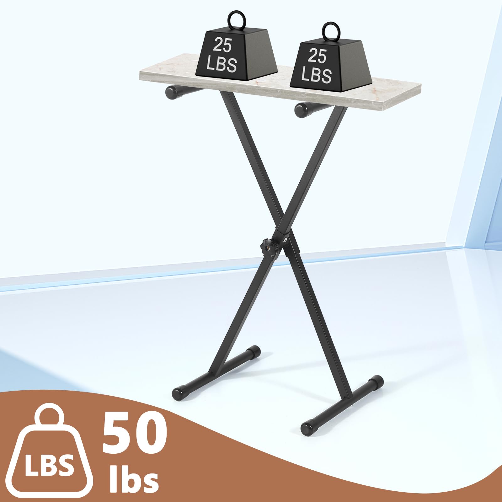 Woxnoc Keyboard Stand, Adjustable X-Shaped Folding Piano Stand , Black