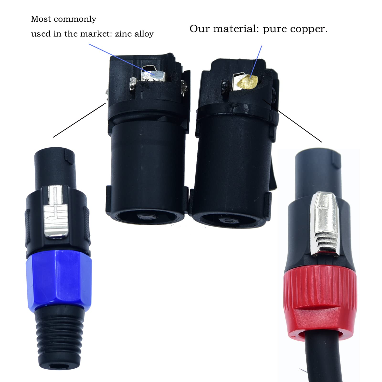 2Pcs 12awg Speakon to 1/4 Inch ts 1/4″ Mono Gold-Plated 6.35mm Adapter Speaker Cable for pa Jack Pair Male Audio Port Plug Amplifier Connection dj amp Heavy Duty bocina Cord Wire ft(10 feet) ft