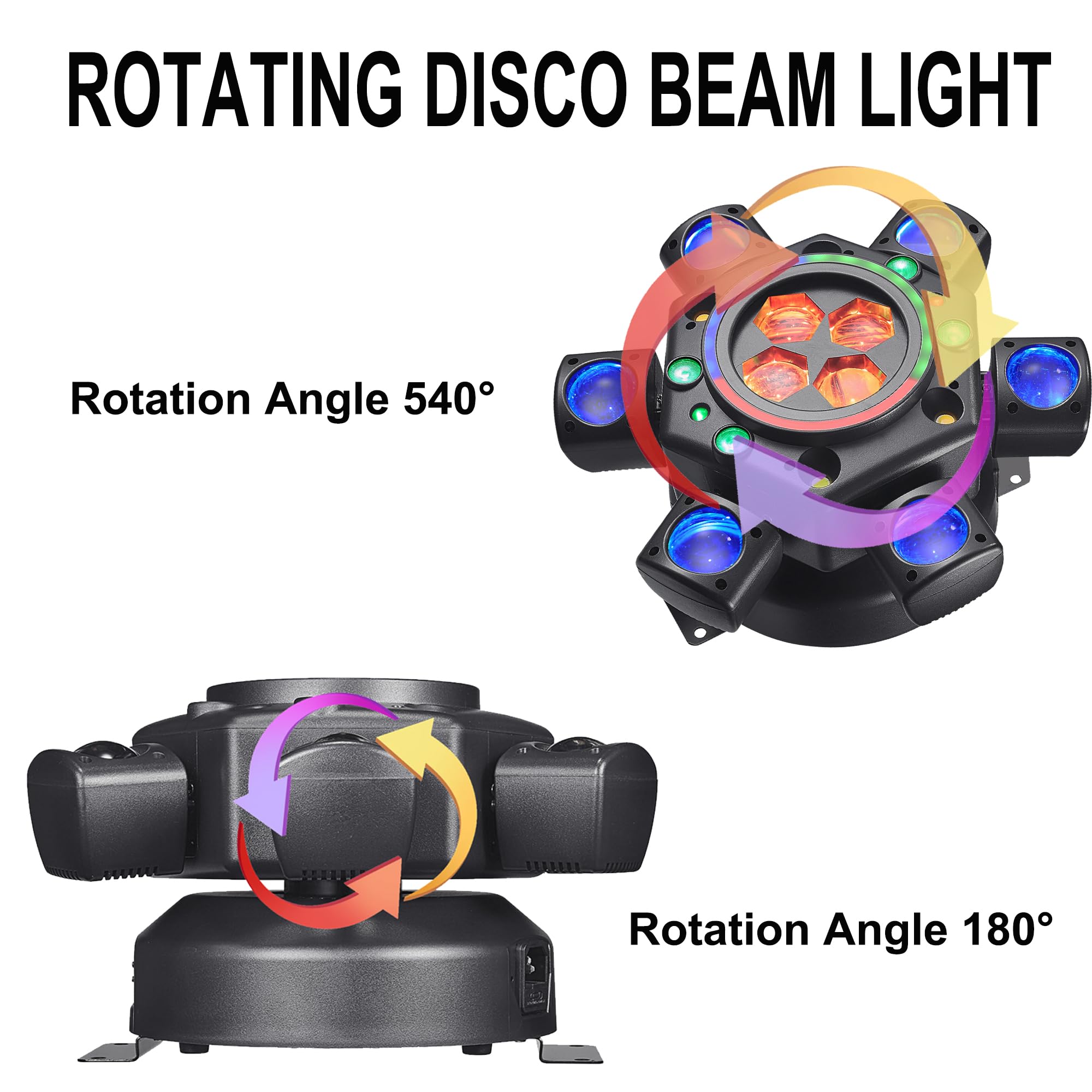 Moving Head Dj Lights for Parties, Disco Lights 6-in-1 LED RGBW 6 Arms Stage Light for Parties Support DMX-512 & Sound Activated, Dj Lighting for Party KTV Wedding Club
