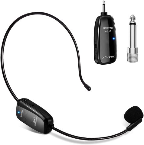 XIAOKOA Wireless Microphone Headset, Wireless Mic for Speaker,Amplifier,Camera,PA System