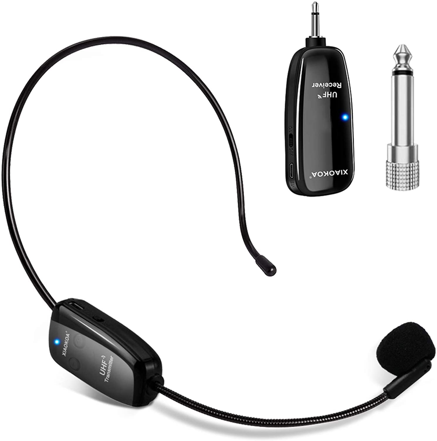 XIAOKOA Wireless Microphone Headset, Wireless Mic for Speaker,Amplifier,Camera,PA System