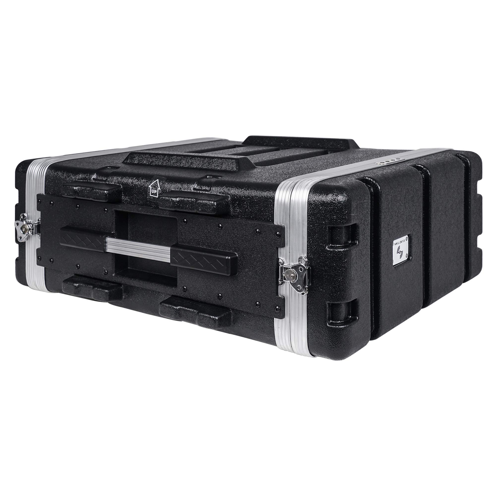 Sound Town Lightweight 2U PA DJ Rack/Road Case with ABS Construction, 19” Depth and Heavy-Duty Latches (STRC-A2U)