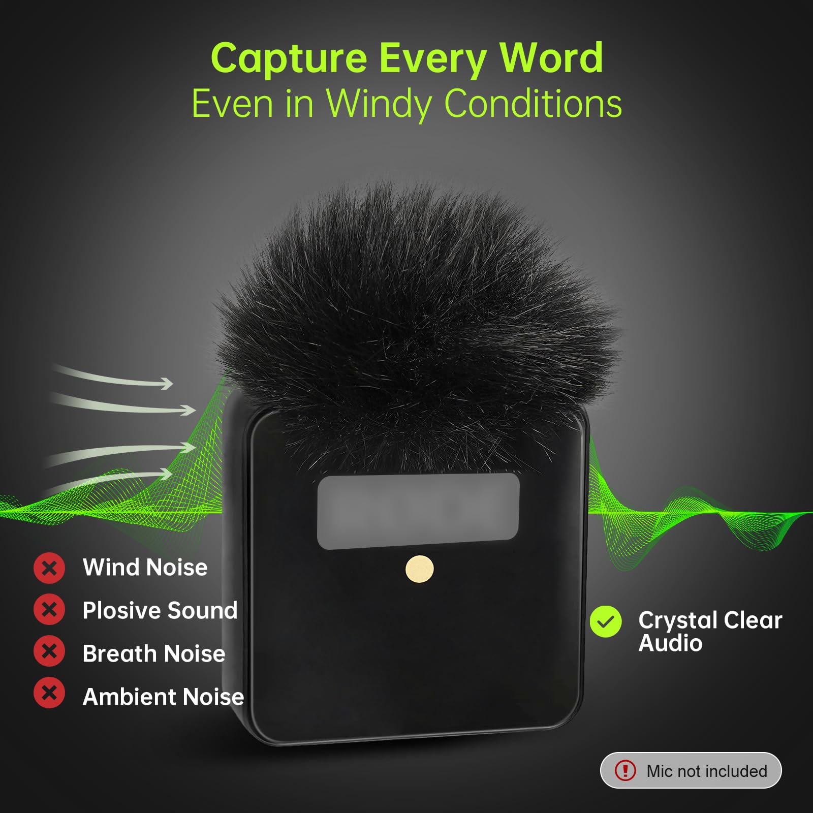 PhantAccy 4PCS Windscreen/Pop Filter for Rode Wireless Go I (1st Gen) Microphones – Furry Mic Cover for Wind & Ambient Noise Reduction (Rode Wireless Go I, Black)
