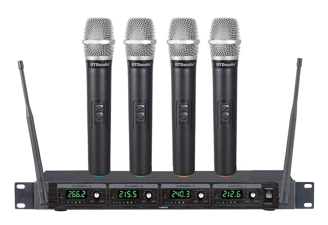 GTDaudio 4 Handheld Wireless Microphone Cordless mics System
