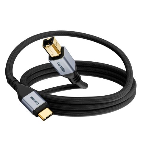 Conable USB B to USB C Cable 8FT, Braided USB C Printer Cord, USB C MIDI Cable for MacBook Pro/Air HP, Compatible with Yamaha Piano, DJ Controller, DAC, Keyboard, Printer, Scanner