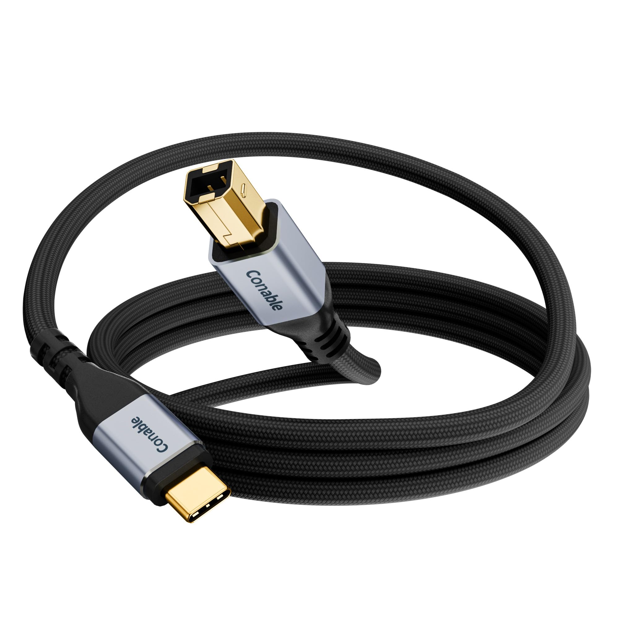 Conable USB B to USB C Cable 8FT, Braided USB C Printer Cord, USB C MIDI Cable for MacBook Pro/Air HP, Compatible with Yamaha Piano, DJ Controller, DAC, Keyboard, Printer, Scanner
