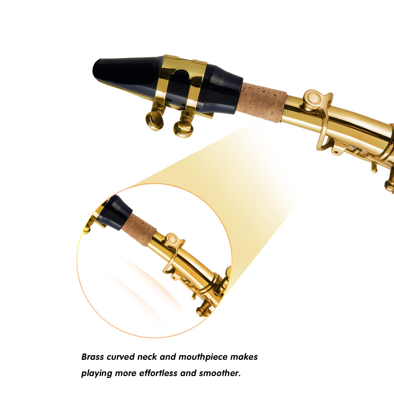 EASTROCK Bb Straight Soprano Saxophone Golden for Beginners Students
