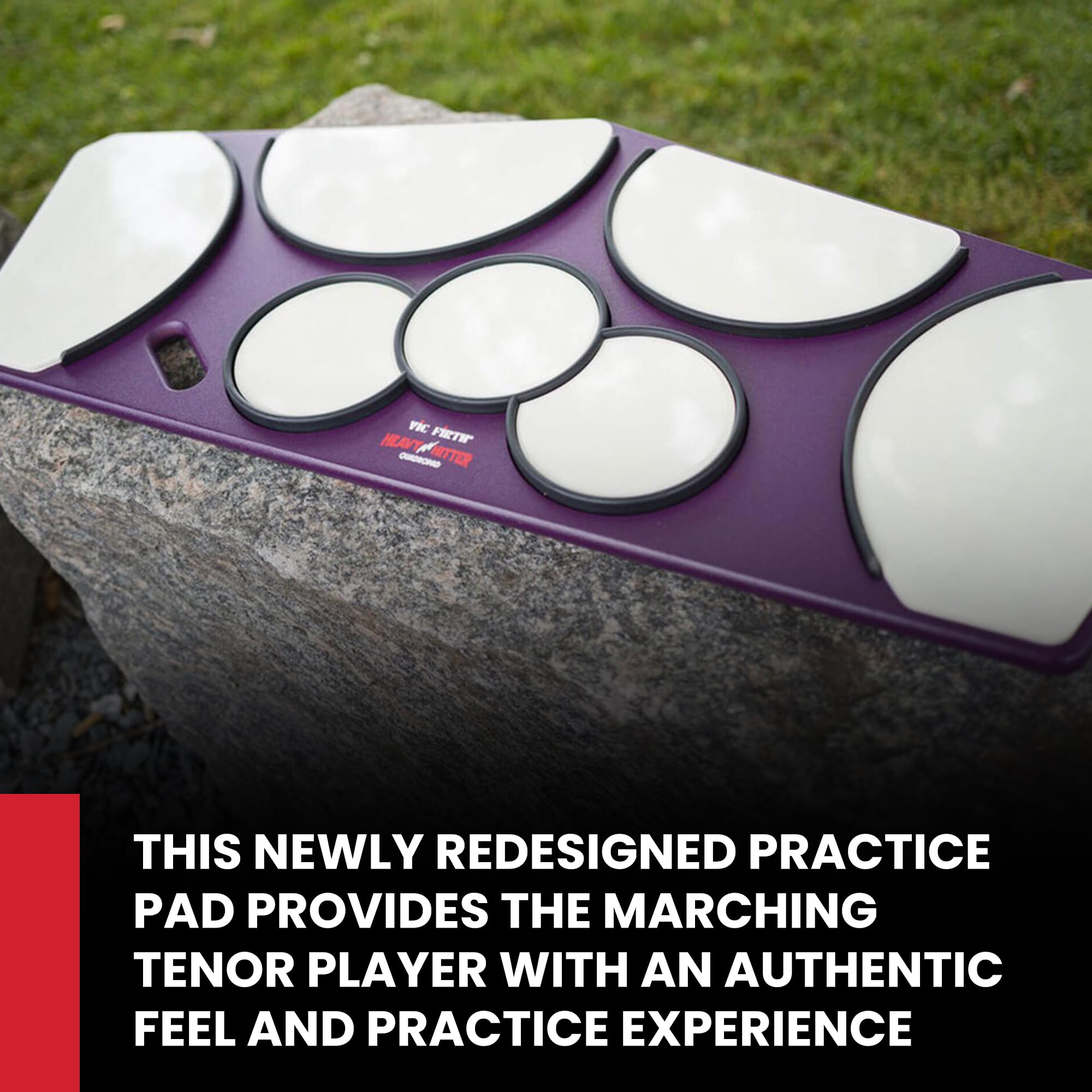 Vic Firth HHPQSR Heavy Hitter Quadropad Practice Pad with Rims – Small
