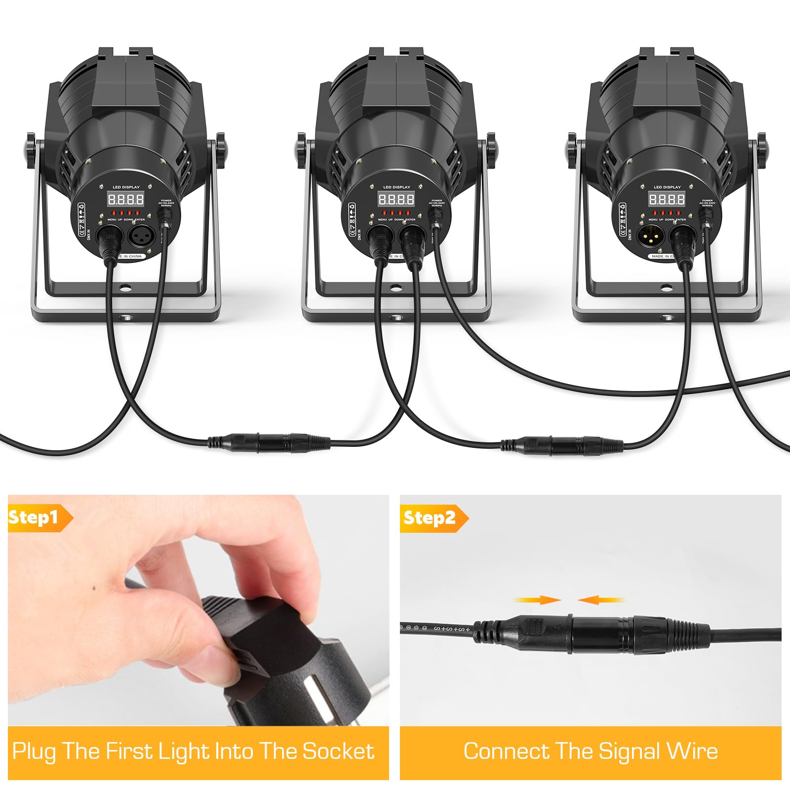HOLDLAMP Spotlight COB 80W Stage Light Par Lights Party Warm & Cold White Professional DMX Spotlights Portable Strobe Party Light for Church, Concert, Wedding, Theater – 16Packs