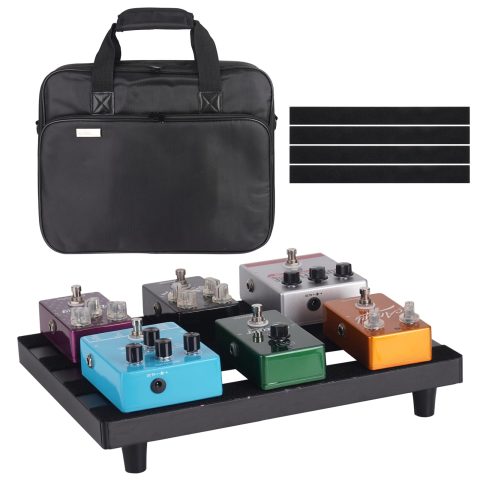 GOKKO Guitar Pedal Board 14″ x 10.6″ Aluminum Alloy Pedalboard with Case