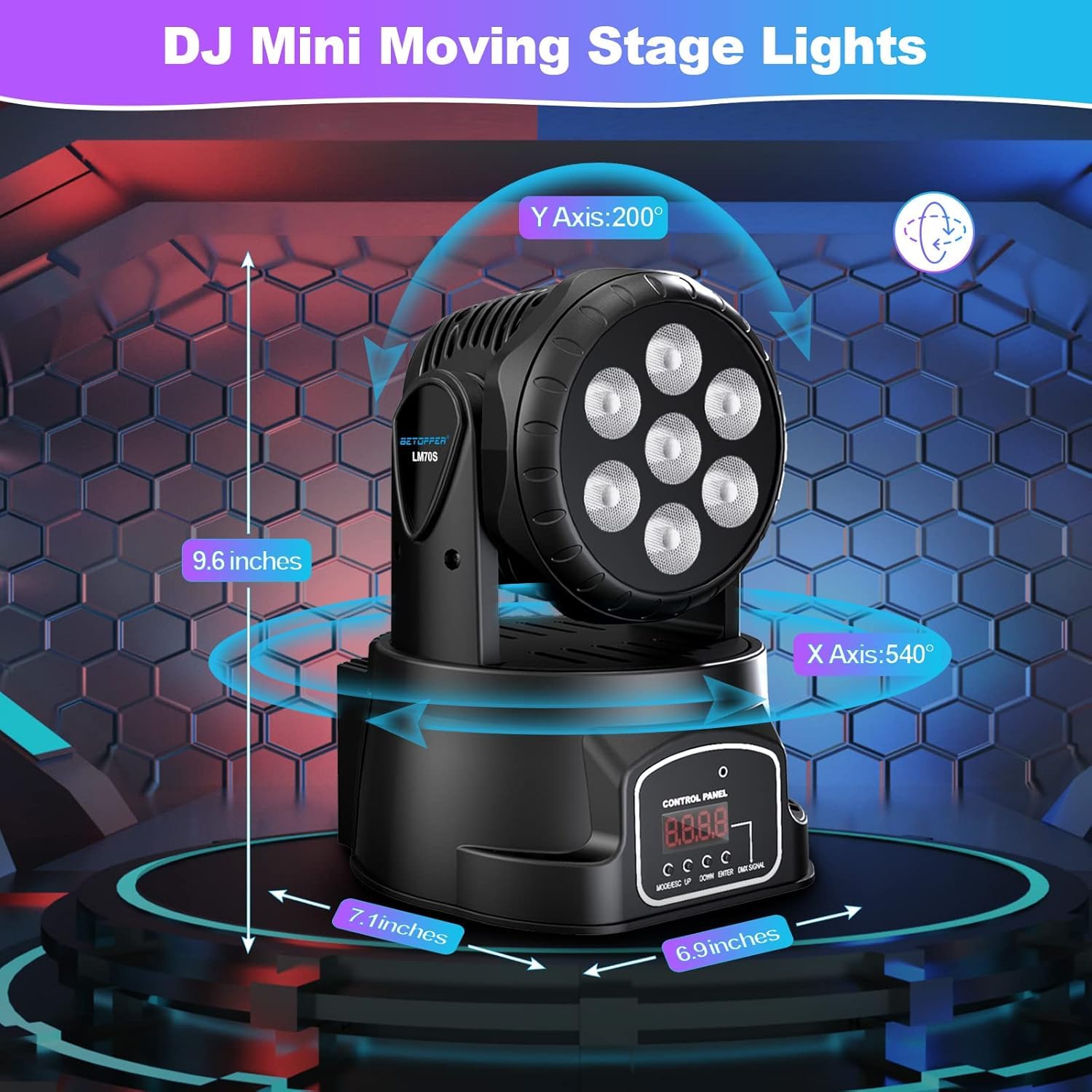 Betopper 7x8W Moving Head DJ Lights,RGBW Stage Lighting-4 Packs